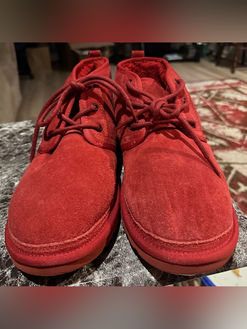 Uggs Men's Red Suede Casual Lace-Up Shoes
